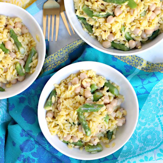 Lemon Orzo with Asparagus