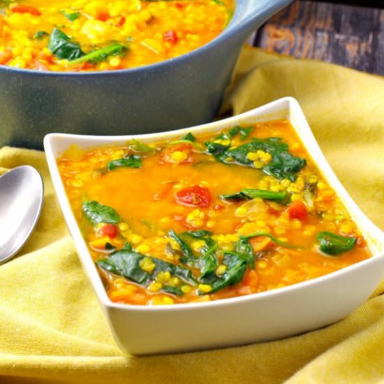 Red Lentil Spinach Soup