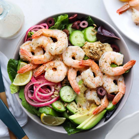 Whole30 Greek Salad with Shrimp