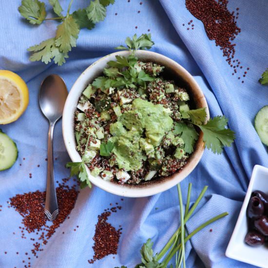 Greek Green Vegan Quinoa Salad
