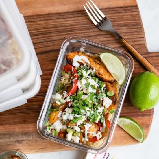 Chicken fajita meal prep bowls