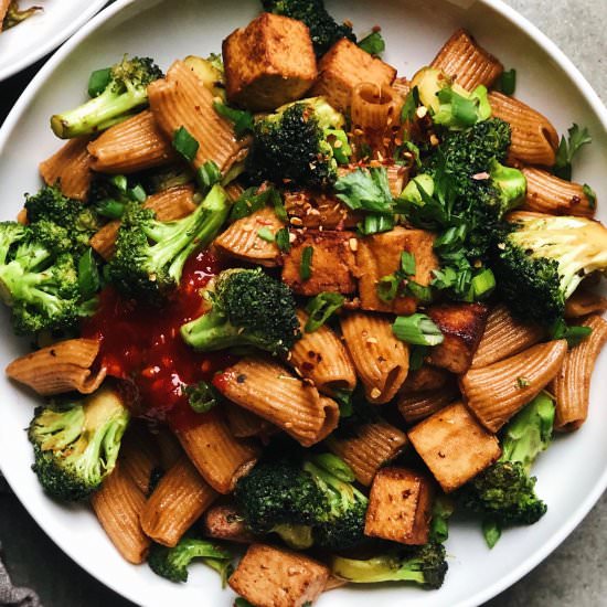 Quick Broccoli Tofu Pasta Stir-Fry