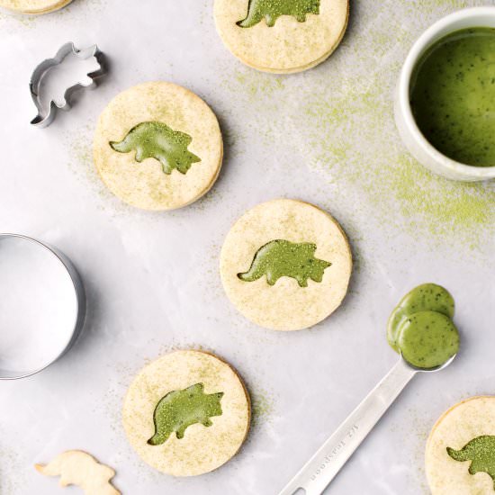 Matcha Linzer Cookies