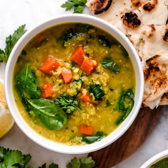 Red Lentil Soup With Spinach