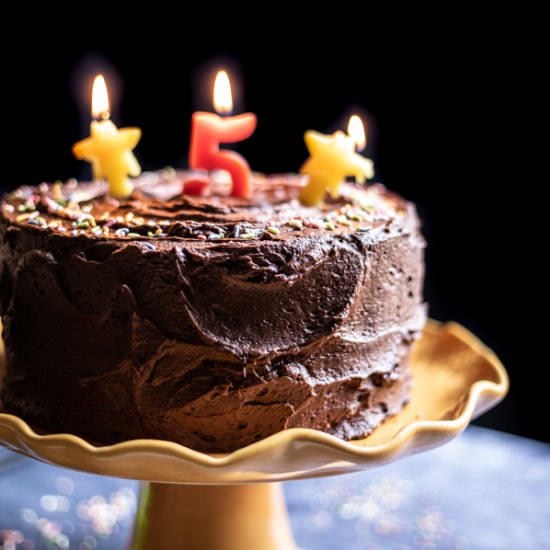 Chocolate Vanilla Birthday Cake.