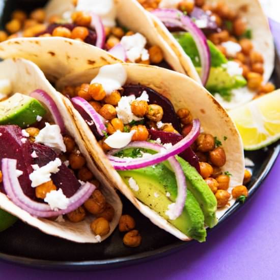 Roasted Beet and Chickpea Tacos