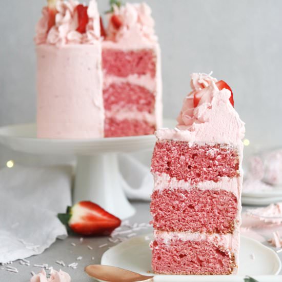 Pink strawberry cake