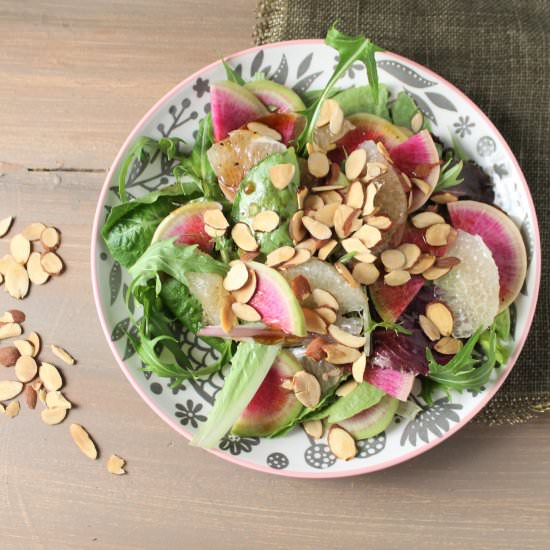 Watermelon Radish and Pomelo Salad
