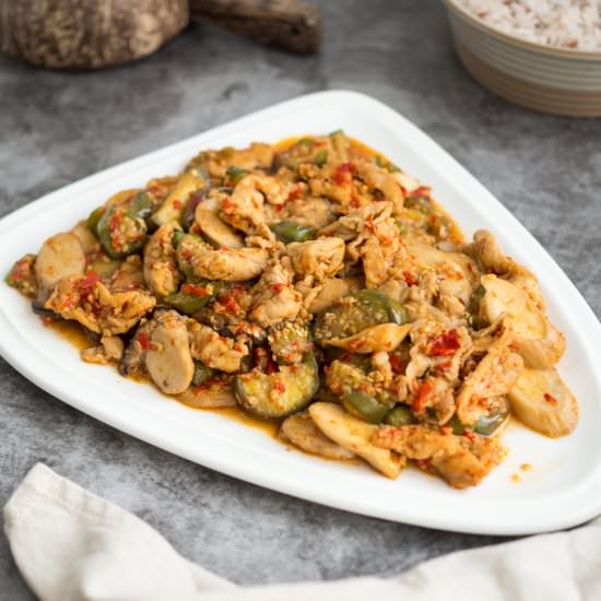 Spicy Eggplant & Mushroom Stir Fry