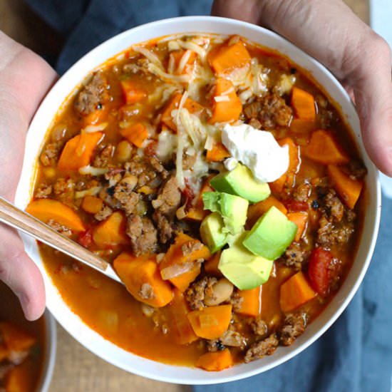 Sweet Potato Turkey Chili