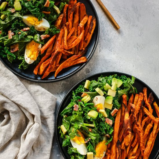 Kale Salad with Crispy Sweet Potato
