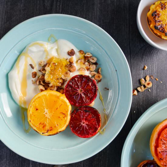 Broiled Citrus w/ Honey & Hazelnuts