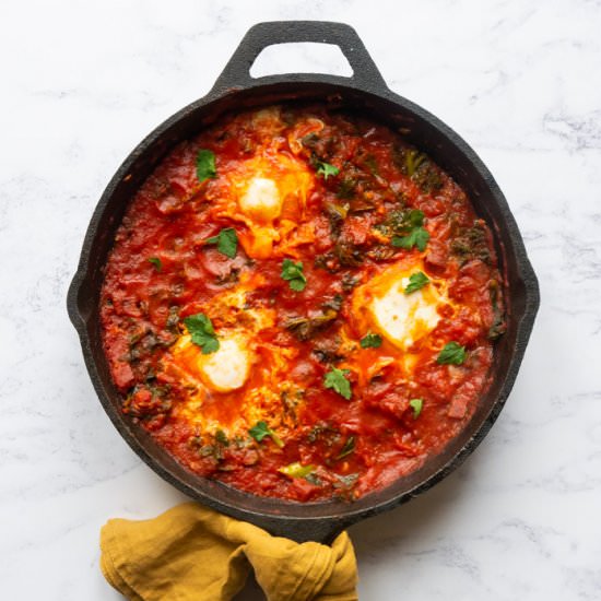 Shakshuka with Chorizo & Kale