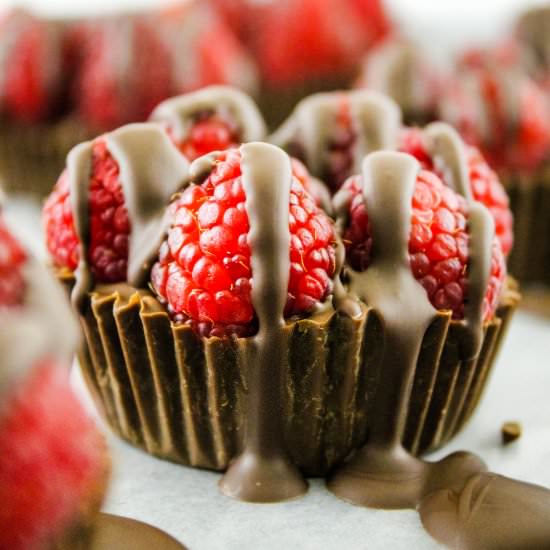 Vegan Crunch Cups with Raspberries
