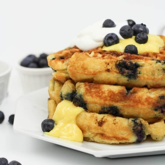 Blueberry Waffles with Lemon Curd