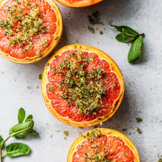 Broiled Grapefruit with Mint Sugar
