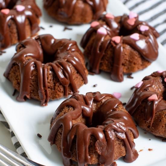 Mini Chocolate Brownie Bundt Cakes