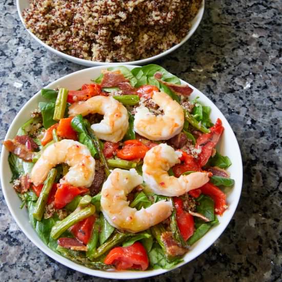 Roasted Shrimp Spinach Salad