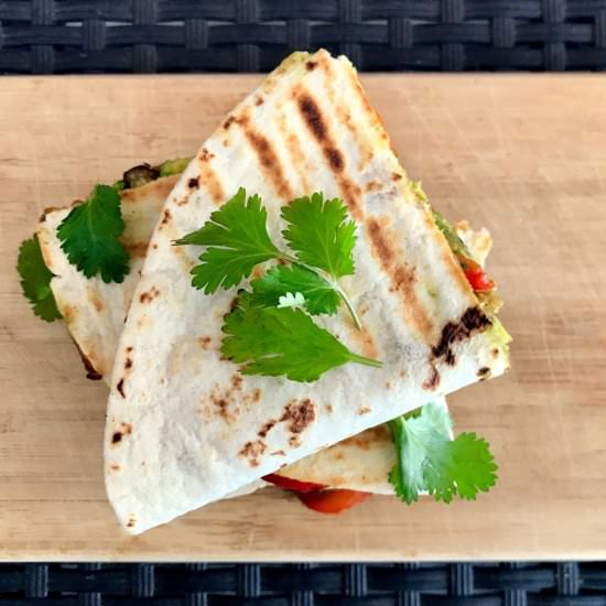 Vegan Avocado Veggie Quesadilla