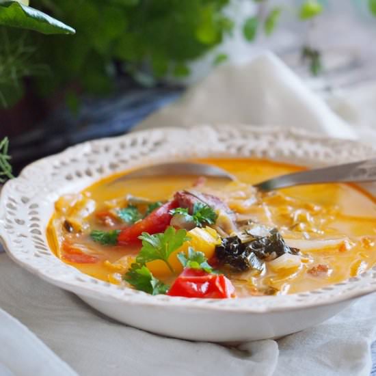 Vegetable soup with sausage