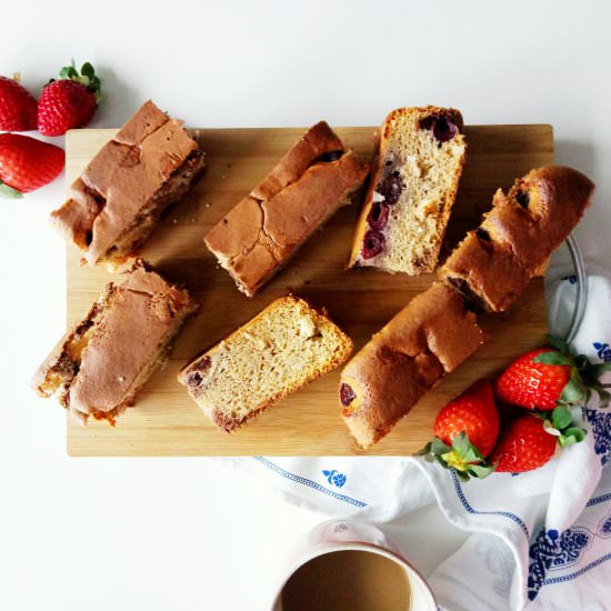 Sheet Cake with Frozen Cherries