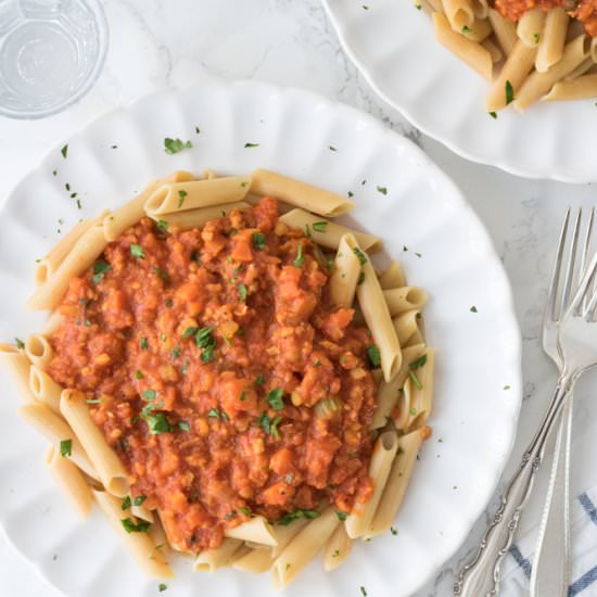 Vegan Chickpea Bolognese Pasta