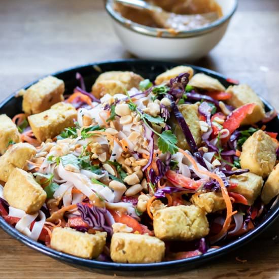 Thai Tofu Noodle Bowl + Peanut Sauce