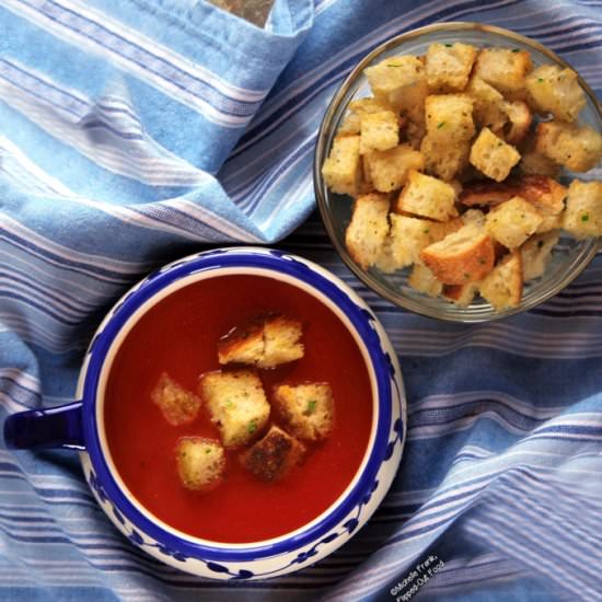 Tomato Soup with Homemade Croutons