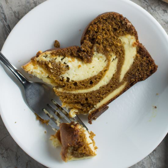 Pumpkin Cream Cheese Swirl Cake
