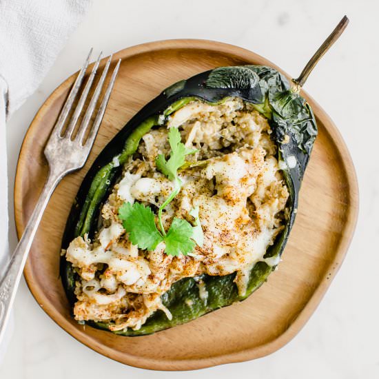 Quinoa + Chicken Stuffed Poblanos