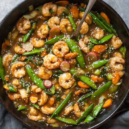 Easy Sesame Ginger Shrimp Stir Fry