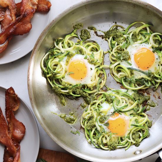 Pesto & Zucchini Breakfast Skillet