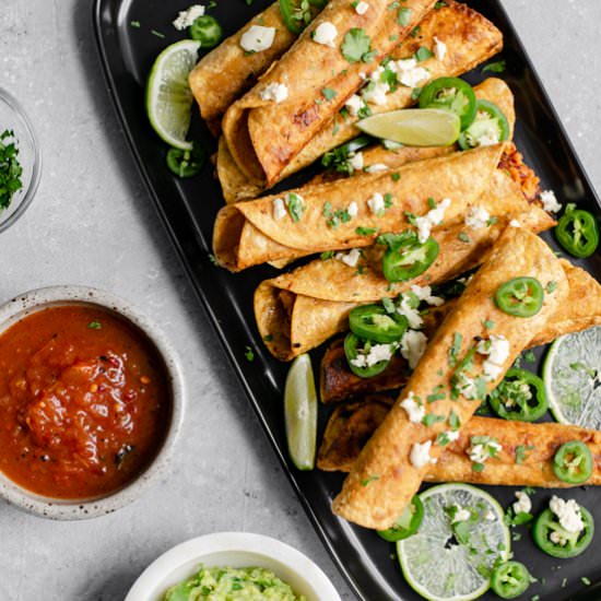 Vegan Cheesy Beefy Taquitos