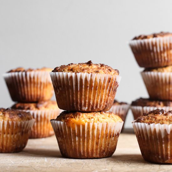 Cheesy Oat Bacon Breakfast Muffins