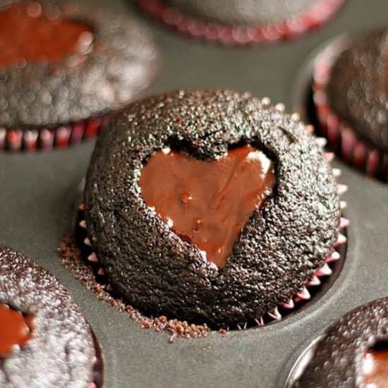 Dark Chocolate Heart Cupcakes
