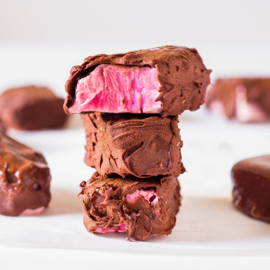 Vegan Raspberry Frozen Yogurt Bites