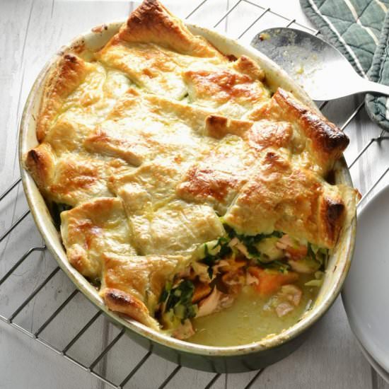 Salmon Pot Pie with Leek + Spinach