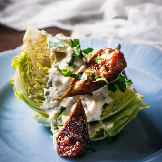 Iceberg Wedge Salads w Poached Figs