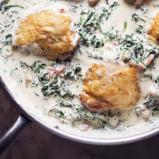 Keto Chicken Thighs,&Cream Spinach