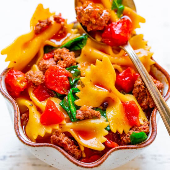 30-Min One-Pot Beef & Bowtie Soup