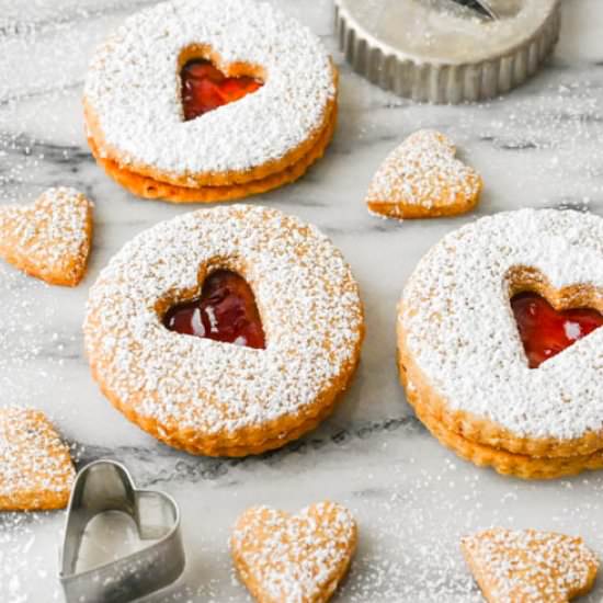 Hazelnut Shortbread Cookies with Jam