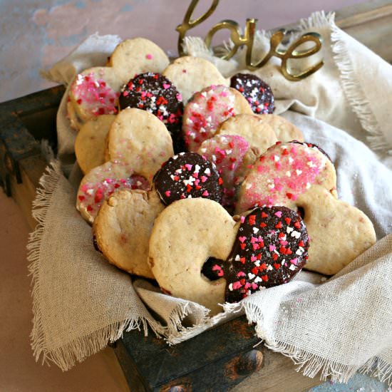Roasted Peanut Linzer Heart Cookies