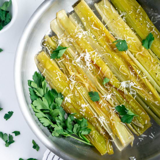 Braised leeks