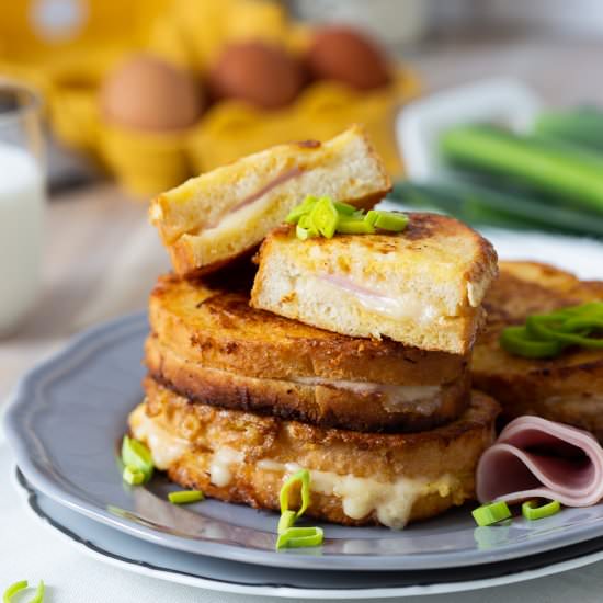 Ham and cheese filled French toast