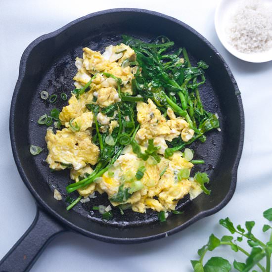 Scrambled Eggs with Watercress