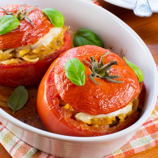 Baked Orzo Stuffed Tomatoes