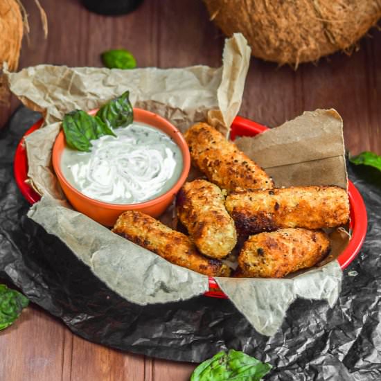 Faux Fish Sticks+Basil Cream Sauce