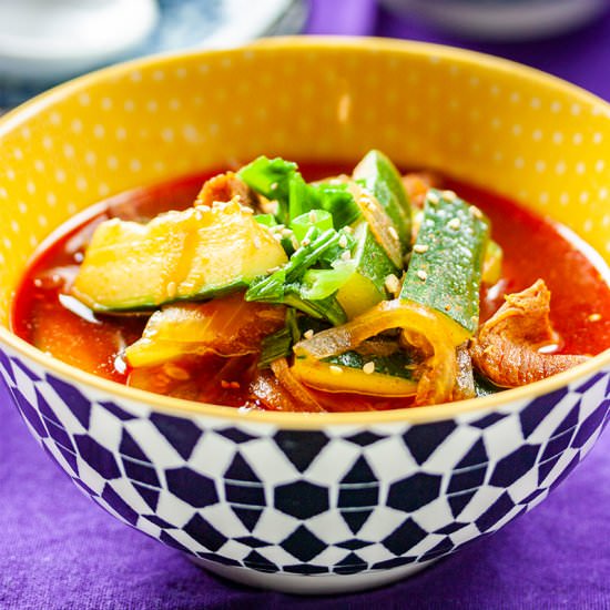 Korean spicy pork zucchini stew