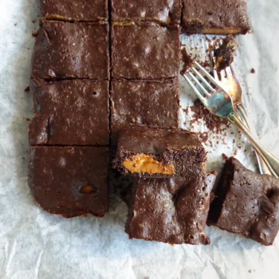 Caramel Fudge Spelt Brownies