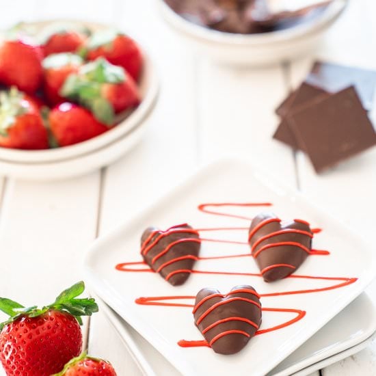 Chocolate-Covered Strawberry Hearts